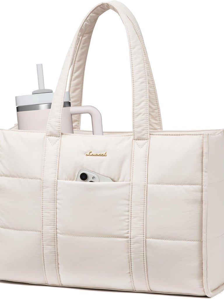 Laptop Bag For Women, Puffer Tote Bag For Work 17 Inch Large Computer Briefcase